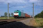 E 186 132 Alpha Trains fr ITL Eisenbahn GmbH mit einem Containerzug bei Nennhausen und fuhr in Richtung Rathenow weiter.