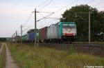 E 186 131 Alpha Trains fr ITL Eisenbahn GmbH mit einem Containerzug bei Rathenow und fuhr in Richtung Stendal weiter. 11.09.2012