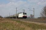 E 186 138 ITL Eisenbahn GmbH mit einem Kesselzug  Umweltgefhrdender Stoff, flssig  in Vietznitz und fuhr in Richtung Nauen weiter. 25.04.2013