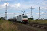 E 186 138 Macquarie European Rail fr ITL - Eisenbahngesellschaft mbH mit einem Kesselzug in Satzkorn und fuhr in Richtung Golm weiter.