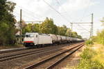 186 136-8 ITL - Eisenbahngesellschaft mbH mit einem Kesselzug  Benzin oder Ottokraftstoffe  in Friesack und fuhr weiter in Richtung Nauen. 06.09.2018