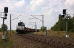 E 186 291-1 Railpool GmbH fr METRANS Rail s.r.o mit der Wagenlok 185 510-5 und einem Containerzug in Stendal(Wahrburg) und fuhr nach einem kurzem Stop im Gterbahnhof in Richtung Magdeburg weiter. Netten Gru an den Tf! 15.08.2013