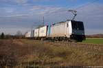 E 186 275-4 Railpool GmbH fr METRANS Rail s.r.o mit einem METRANS Containerzug aus Richtung Salzwedel kommend in Stendal(Wahrburg) und war auf dem Weg zum  DUSS-Terminal Leipzig-Wahren. 11.01.2014
