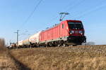 187 147 DB Cargo mit dem umgeleiteten Mischer (EZ 51002) von Maschen Rbf nach Seddin Einf Nord in Nennhausen. 21.01.2020