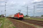 189 020-1 DB Schenker Rail Deutschland AG mit dem KLV  DB SCHENKERhangartner  in Satzkorn, in Richtung Golm unterwegs.