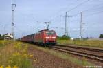 189 012-8 DB Schenker Rail Deutschland AG mit einem Containerzug in Satzkorn und fuhr in Richtung Golm weiter. 17.08.2012