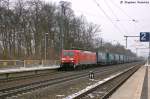 189 021-9 DB Schenker Rail Deutschland AG mit dem KLV  LKW Walter  in Friesack(Mark) und fuhr in Richtung Brieselanger Kreuz weiter. 15.02.2013