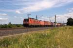 189 015-1 DB Schenker Rail Deutschland AG mit einem Containerzug in Vietznitz und fuhr in Richtung Wittenberge weiter. 16.07.2013