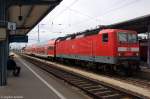 143 821-7 mit dem RE18 (RE 18433) von Cottbus nach Falkenberg(Elster) in Cottbus. 18.05.2012