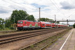 112 108  Genau Ihre Richtung  mit dem RE5 (RE 4360) von Elsterwerda nach Rostock Hbf, bei der Einfahrt in Baruth(Mark). 04.08.2016