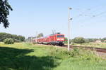 112 133 mit dem RE1 (RE 3113) von Magdeburg Hbf nach Eisenhüttenstadt in Neubuchholz. 11.08.2020