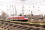 146 027 mit dem RE20 (RE 4684) von Magdeburg Hbf nach Uelzen, bei der Einfahrt in Stendal.