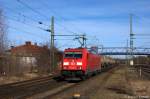 DB Schenker Rail Deutschland AG/183240/185-361-3-mit-einem-kesselzug-in 185 361-3 mit einem Kesselzug in Brandenburg in Richtung Magdeburg unterwegs. 03.03.2012
