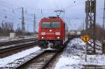 185 239-1 DB Schenker Rail Deutschland AG mit dem KLV  DB SCHENKERhangartner  in Priort und fuhr in Richtung Golmer Kreuz weiter. 21.02.2013