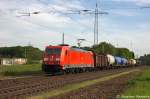 185 218-5 DB Schenker Rail Deutschland AG mit einem gemischtem Gterzug in Satzkorn und fuhr in Richtung Priort weiter.