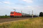 185 213-6 DB Schenker Rail Deutschland AG mit einem Kesselzug  Dieselkraftstoff oder Gasl oder Heizl (leicht)  in Vietznitz und fuhr in Richtung Wittenberge weiter.