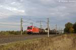 185 242-5 DB Schenker Rail Deutschland AG mit einem Kesselzug  Schwefel, geschmolzen  in Vietznitz und fuhr in Richtung Wittenberge weiter. 14.10.2013