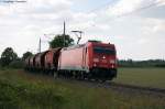 185 206-0 DB Schenker Rail Deutschland AG mit einem Kalizug aus Richtung Salzwedel kommend in Stendal.
