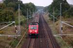 185 313-4 DB Schenker Rail Deutschland AG mit einem Facns Ganzzug in Marquardt und fuhr weiter in Richtung Golm. 02.10.2014