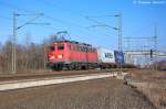 139 285-1 EGP - Eisenbahngesellschaft Potsdam mbH mit einem Containerzug in Stendal(Wahrburg) und fuhr in Richtung Wittenberge weiter. 02.03.2013