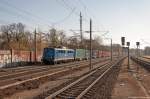 139 285-1 EGP - Eisenbahngesellschaft Potsdam mbH mit einem Containerzug von Berlin Westhafen nach Hamburg-Waltershof in Rathenow.