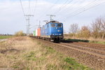 151 078-3 EGP - Eisenbahngesellschaft Potsdam mbH mit einem Containerzug in Stendal und fuhr weiter in Richtung Magdeburg.