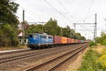 140 857-4 EGP - Eisenbahngesellschaft Potsdam mbH mit einem Containerzug in Friesack und fuhr weiter in Richtung Nauen.