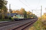 142 133-8 EGP - Eisenbahngesellschaft Potsdam mbH mit einem leeren Containerzug in Friesack und fuhr weiter in Richtung Nauen.15.10.2019