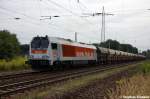 V 490.2 (264 012-6) hvle - Havelländische Eisenbahn AG mit einem hvle eignenden Fcs Ganzzug in Satzkorn und fuhr in Richtung Priort weiter. 17.08.2012