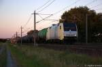 ES 64 F - 901 (152 196-2) ITL Eisenbahn GmbH mit einem Kesselzug  Erdldestillate oder Erdlprodukte  bei Rathenow und fuhr in Richtung Stendal weiter. 01.08.2012