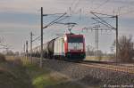 185 650-9 ITL Eisenbahn GmbH mit einem Kesselzug  Umweltgefährdender Stoff, flüssig  in Vietznitz und fuhr in Richtung Nauen weiter. 18.04.2013