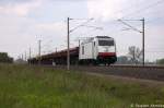 285 111-1 ITL - Eisenbahngesellschaft mbH mit einem Ua Ganzzug in Vietznitz und fuhr in Richtung Nauen weiter.