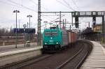 185 633-5 RBS Asset Finance Europe Limited für ITL - Eisenbahngesellschaft mbH mit einem Containerzug in Wittenberge und fuhr weiter in Richtung Ludwigslust. 13.03.2015