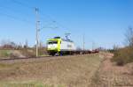 145 094-9 Captrain Deutschland GmbH für ITL - Eisenbahngesellschaft mbH mit einem Containerzug in Stendal und fuhr weiter in Richtung Salzwedel.