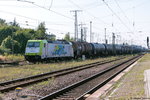 185 578-2 ITL - Eisenbahngesellschaft mbH mit einem Kesselzug  Dieselkraftstoff oder Gasöl oder Heizöl (leicht)  in Stendal und fuhr weiter in Richtung Magdeburg.