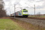 185 578-2  Superhero  ITL - Eisenbahngesellschaft mbH mit einem Containerzug in Nennhausen und fuhr weiter in Richtung Wustermark. 21.03.2017
