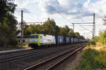 152 196-2 ITL - Eisenbahngesellschaft mbH mit einem Containerzug in Friesack und fuhr weiter in Richtung Nauen.