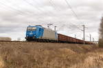 185 522-0 ITL - Eisenbahngesellschaft mbH mit einem E-Wagen Ganzzug in Nennhausen und fuhr nach etlichen Überholungen weiter in Richtung Rathenow.