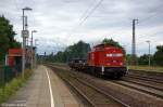 MEG 103 (204 774-4) ex (DR 114 774-3) MEG - Mitteldeutsche Eisenbahn GmbH mit einem Mllzug in Saarmund und fuhr in Richtung Genshagener Heide weiter. 05.06.2012