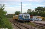 In Rathenow stand abgestellt die 1116 911-7 (182 911-8) MWB - Mittelweserbahn GmbH mit einem HSG High Speed Grinding Schienenschleifzug, von der Firma vossloh, am Haken. 16.10.2012