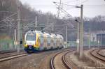 ET 445.102 (445 102-7) ODEG - Ostdeutsche Eisenbahn GmbH als RE4 (RE 37322) von Ludwigsfelde nach Rathenow, bei der Einfahrt in den Endbahnhof Rathenow. 07.03.2013