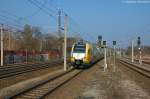 ET 445.100 (445 100-1) ODEG - Ostdeutsche Eisenbahn GmbH als RE4 (RE 84020) von Ludwigsfelde nach Rathenow, bei der Einfahrt in Rathenow. 29.03.2014