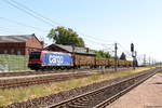 482 047-8 SBB Cargo für PRESS mit einem Holzzug von Rostock-Bramow nach Stendal-Niedergörne in Großwudicke. 04.07.2018