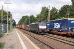 ES 64 F4 - 456 (5170 030-8) MRCE Dispolok GmbH mit einem Metrans Containerzug in Bienenbüttel und fuhr weiter in Richtung Uelzen.