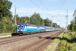 193 297-9  Seppl  ELL - European Locomotive Leasing für ČD - České dráhy a.s. mit der Wagenlok 193 290-4 und dem EC 173  Hungaria  von Hamburg-Altona nach Budapest-Nyugati in Friesack. 06.08.2020